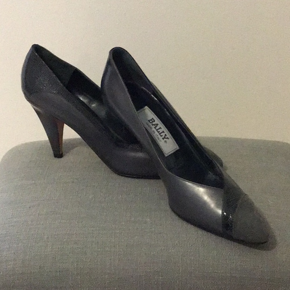 VTG Bally Made Italy Gray Leather Pumps Sz 8N